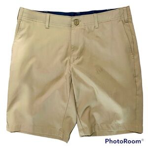 BCG Mens Polyester Flat Front Sport Golf Pickleball Khaki Shorts Size 32